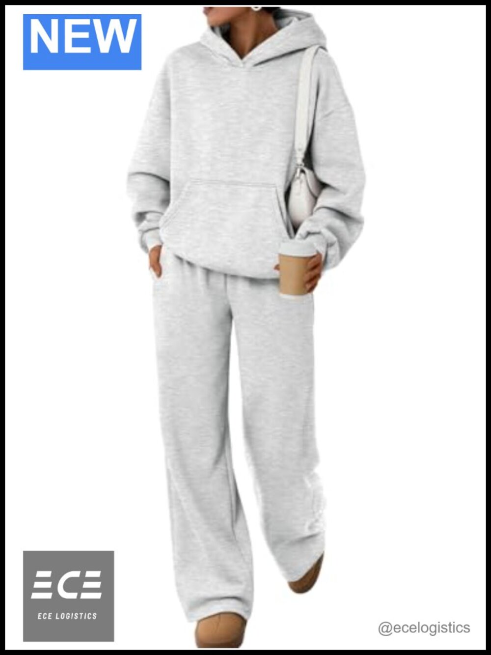 Oversized Hoodie & Wide Leg Pants 2 Piece Lounge Set Cotton Fleece Sweatsuit